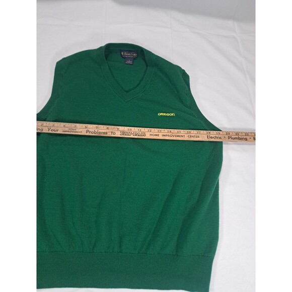 Womens Merino Wool Vest University Oregon UO Ducks Brooks Brothers Large Green - Picture 4 of 6